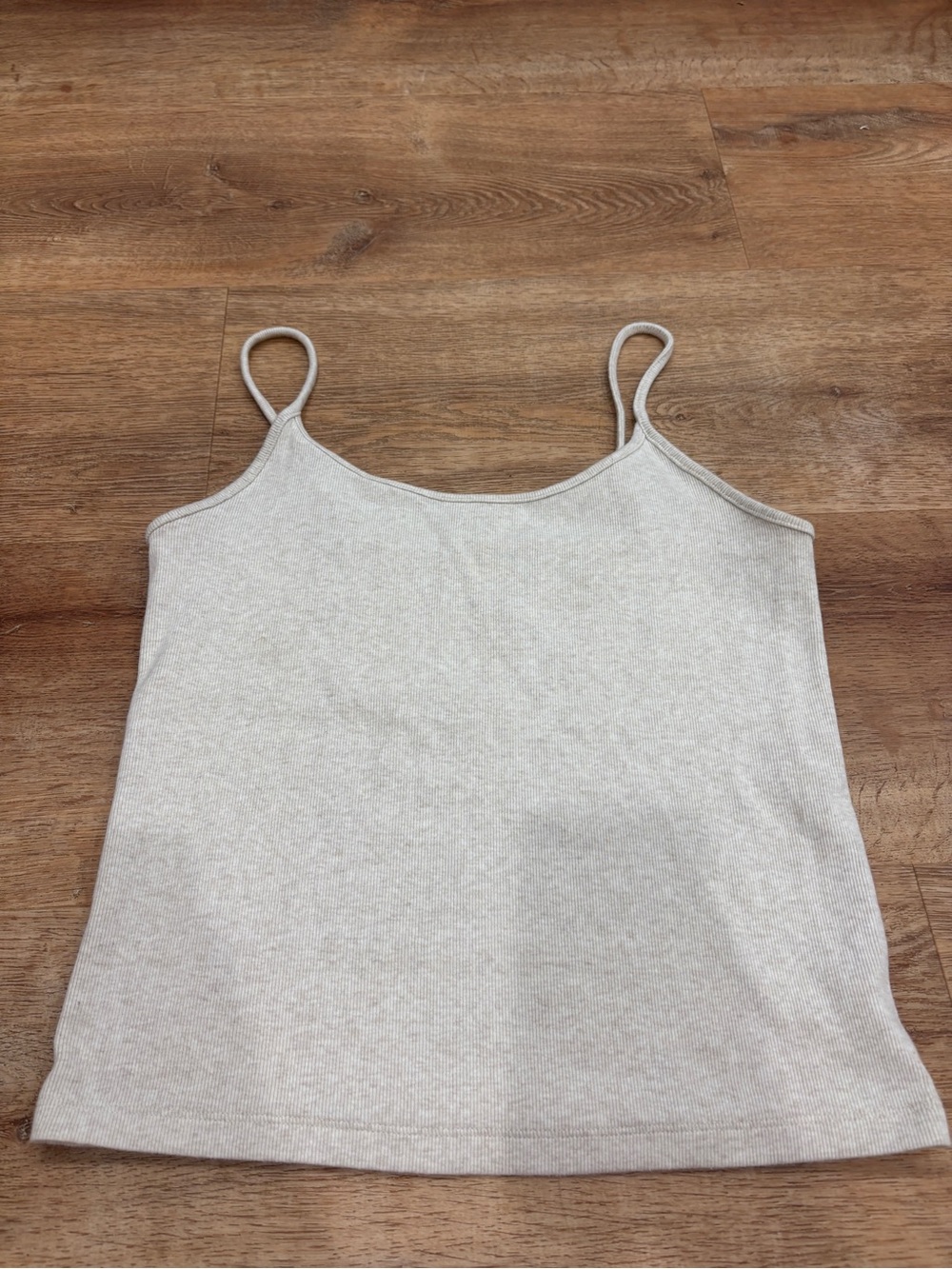 American Eagle Outfitters Beige Ribbed Spaghetti Strap Tank
